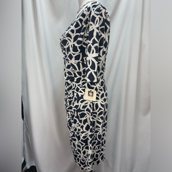 Anne Klein Elegant Slate and light cream floral Patterned Dress women’s size 8 - Picture 4 of 17